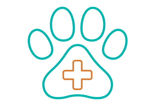 Physical therapy and rehabilitation service icon with paw design